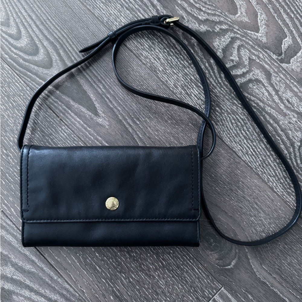 Like new Cole Haan black leather wallet on chain (strap detachable)